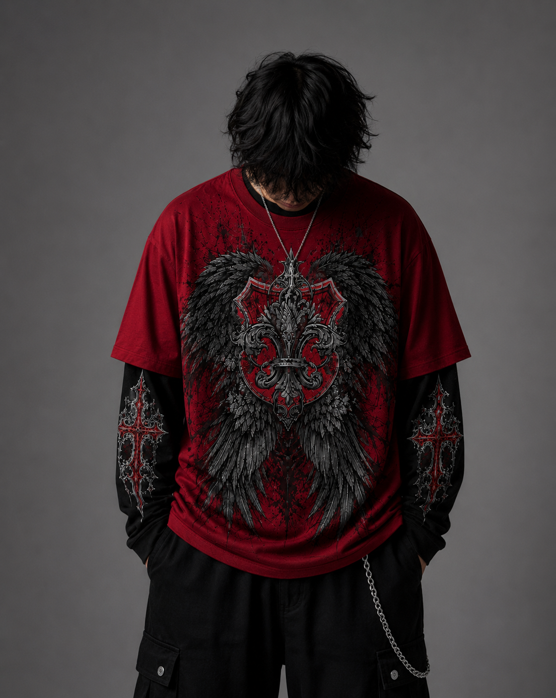 Dark wings oversized full Sleeve T-Shirt