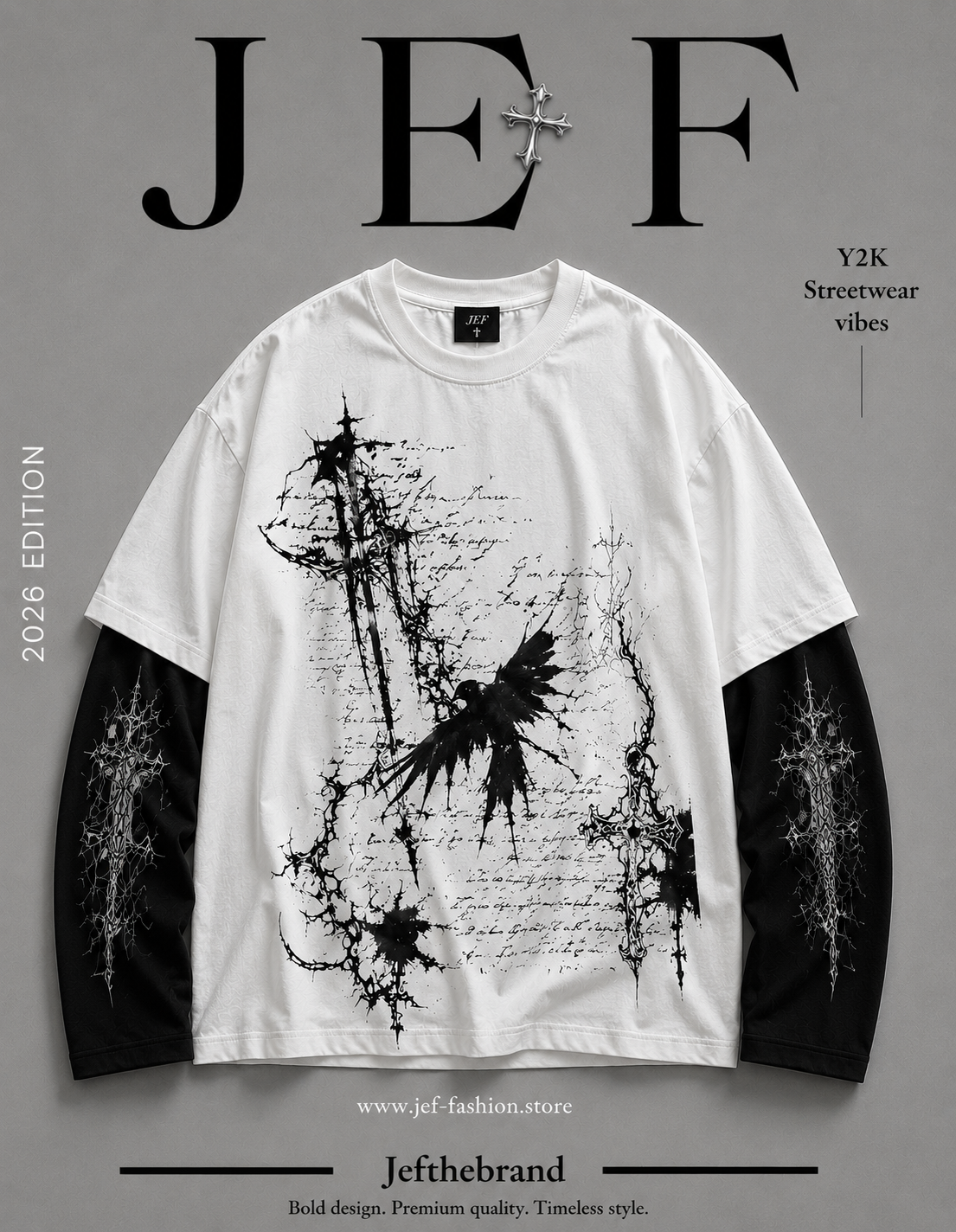 Y2K raven cross full sleeve T-Shirt