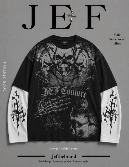 JEF couture skull full sleeve oversized T-Shirt