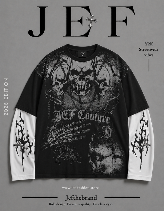 JEF couture skull full sleeve oversized T-Shirt