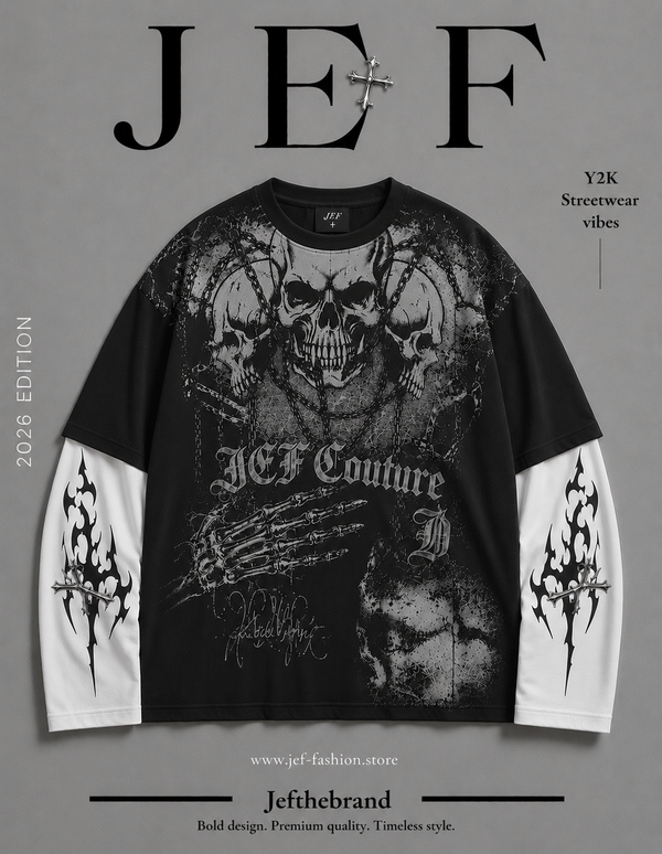 JEF couture skull full sleeve oversized T-Shirt
