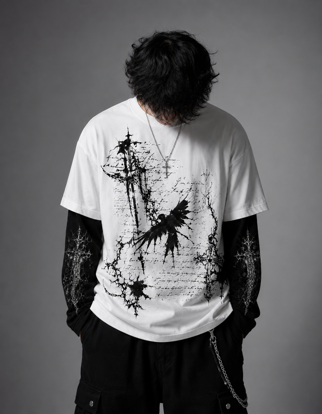 Y2K raven cross full sleeve T-Shirt