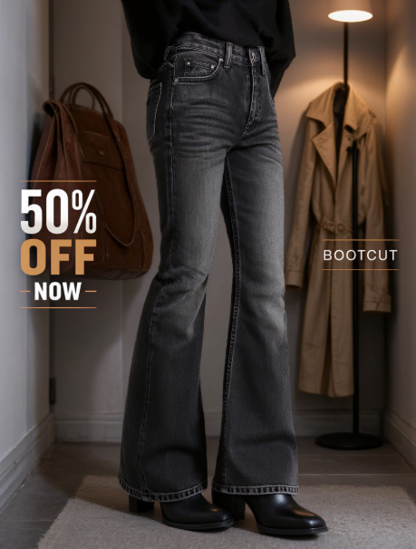 Vintage Black Denim Bootcut Jeans (Unisex)