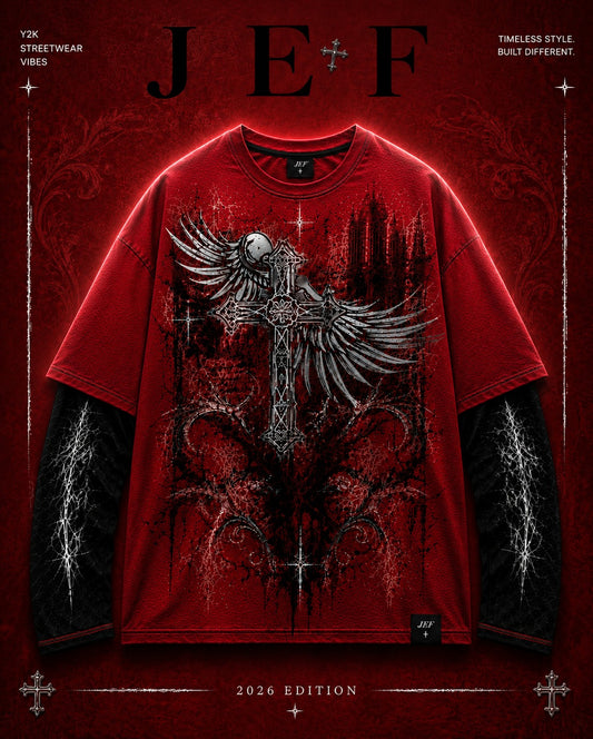 Winged Cross Dropshoulder-Tee