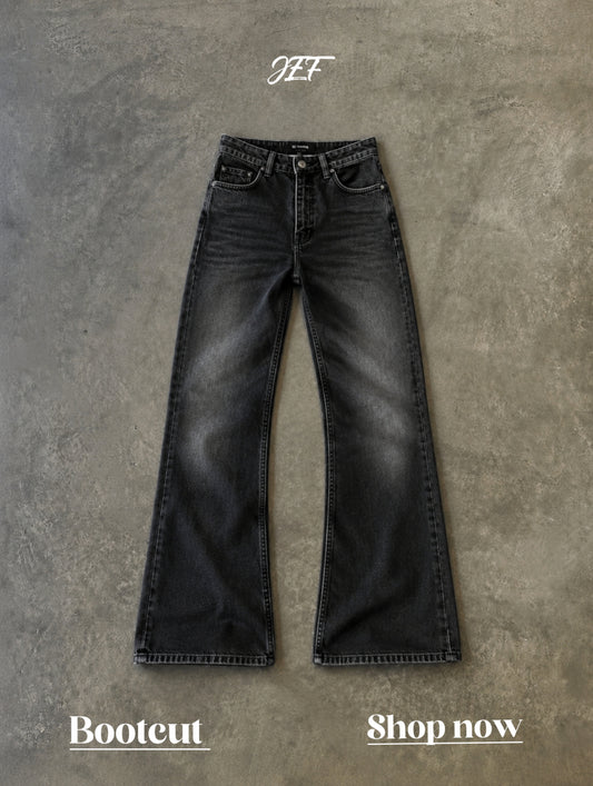 Vintage Black Denim Bootcut Jeans (Unisex)